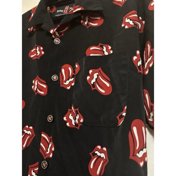 Vintage Y2K 2002 Rolling Stones Dragonfly Tongue Logo Button Up Black/Red Men - Picture 3 of 8